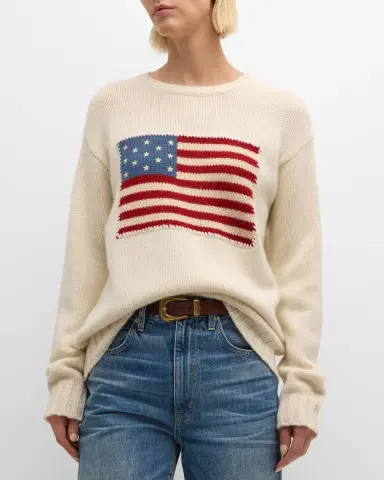 Ralph Lauren Collection Flag Cashmere Crewneck Sweater | Thumbnail 4 Ralph Lauren Collection Flag Cashmere Crewneck Sweater | Thumbnail 4