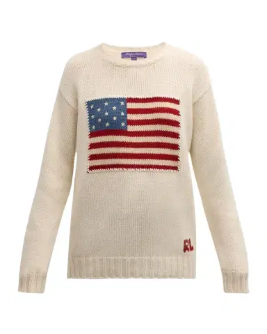 Ralph Lauren Collection Flag Cashmere Crewneck Sweater | Thumbnail 1 Ralph Lauren Collection Flag Cashmere Crewneck Sweater | Thumbnail 1