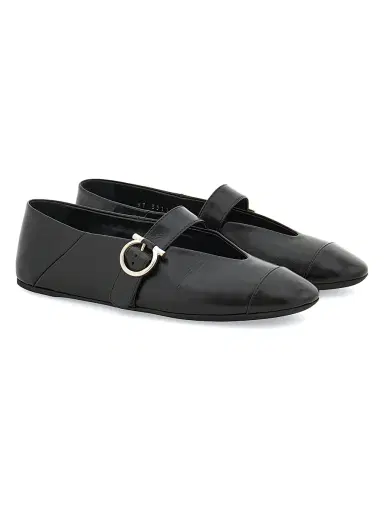 Ferragamo Women's Nena Leather Ballet Flats - Nero - Size 10.5 | Thumbnail 2 Ferragamo Women's Nena Leather Ballet Flats - Nero - Size 10.5 | Thumbnail 2