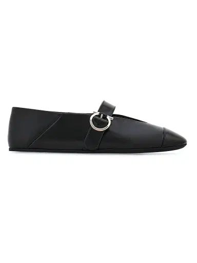 Ferragamo Women's Nena Leather Ballet Flats - Nero - Size 10.5 | Thumbnail 1 Ferragamo Women's Nena Leather Ballet Flats - Nero - Size 10.5 | Thumbnail 1