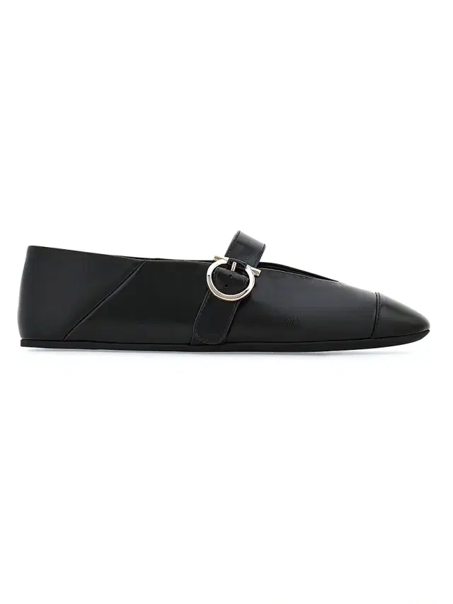 FERRAGAMO Women's Nena Leather Ballet Flats - Nero