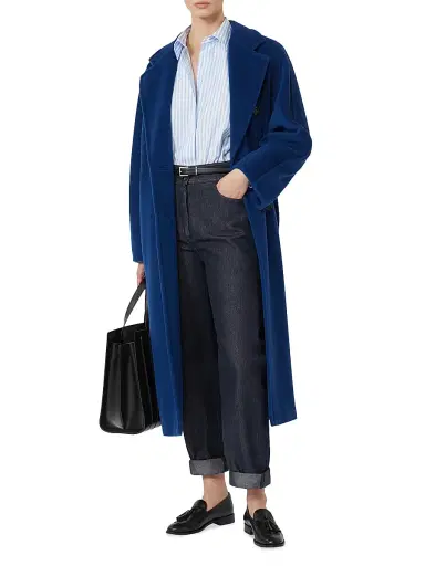 Max Mara Women's 101801 Icon Madame Wool Cashmere Double-Breasted Coat - China Blue - Size 12 | Thumbnail 5 Max Mara Women's 101801 Icon Madame Wool Cashmere Double-Breasted Coat - China Blue - Size 12 | Thumbnail 5
