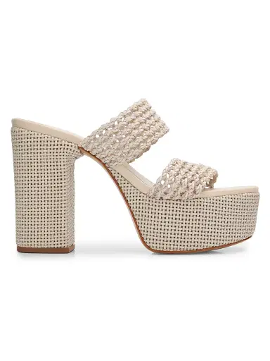 Schutz Women's Aberdeen 100MM Leather & Raffia Platform Sandals | Thumbnail 1 Schutz Women's Aberdeen 100MM Leather & Raffia Platform Sandals | Thumbnail 1