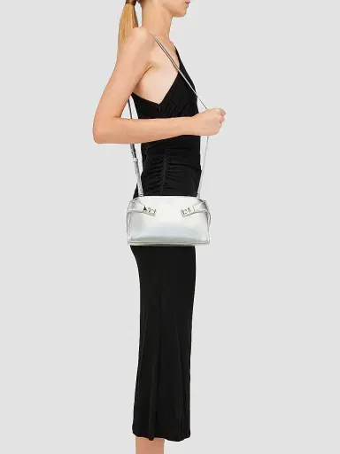 FERRAGAMO Women's Hug Metallic Leather Crossbody Bag - Silver | Thumbnail 2