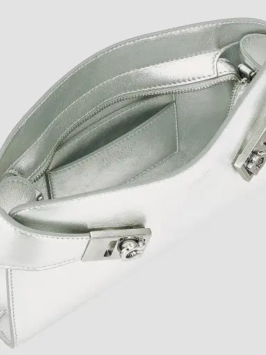 FERRAGAMO Women's Hug Metallic Leather Crossbody Bag - Silver | Thumbnail 6