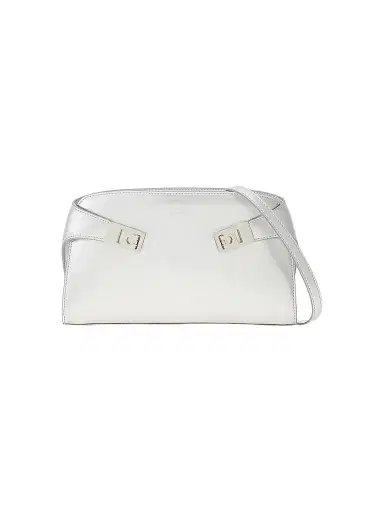 FERRAGAMO Women's Hug Metallic Leather Crossbody Bag - Silver | Thumbnail 1