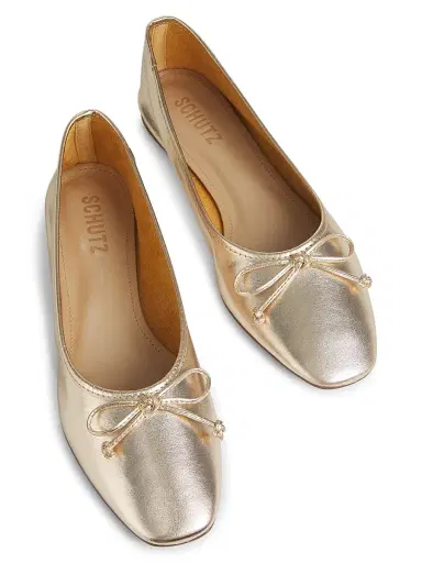 Schutz Women's Arissa Leather Ballet Flats - Platina | Thumbnail 4