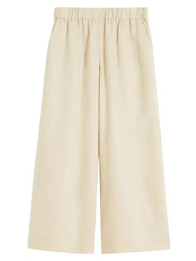 MM Max Mara Women's Straight Fit Linen Canvas Trousers - Beige
