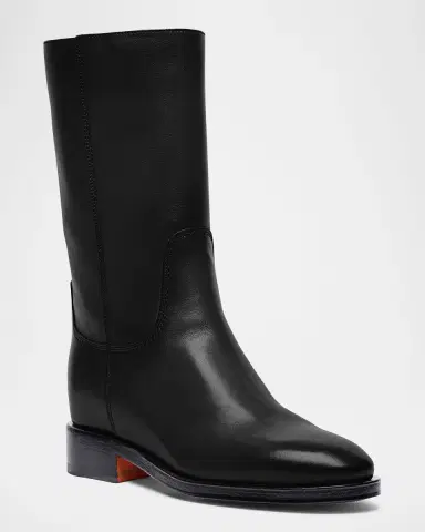 Santoni Fleeces Leather Mid Boots | Thumbnail 3