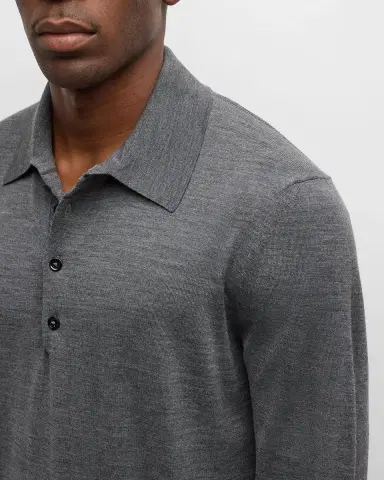 Tom Ford Men's Fine-Gauge Wool Polo Sweater | Thumbnail 5 Tom Ford Men's Fine-Gauge Wool Polo Sweater | Thumbnail 5