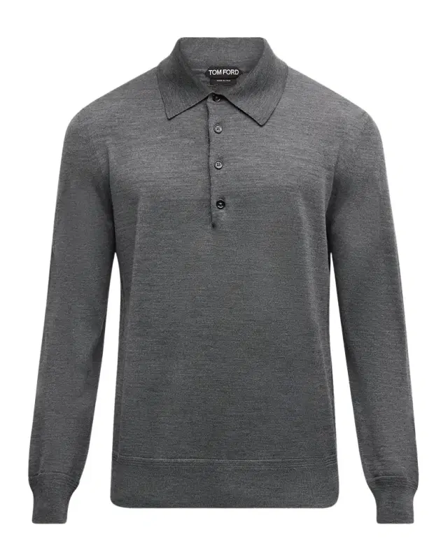 TOM FORD Men 's Fine-Gauge Wool Polo Sweater