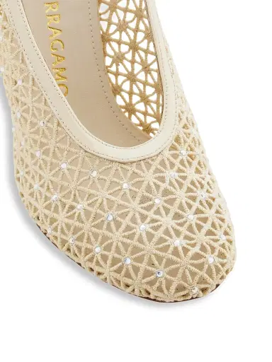 FERRAGAMO Women's Sol 95MM Lace Stiletto Pumps - Mascarpone | Thumbnail 5 FERRAGAMO Women's Sol 95MM Lace Stiletto Pumps - Mascarpone | Thumbnail 5
