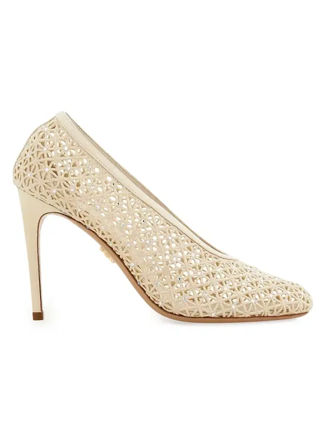 FERRAGAMO Women's Sol 95MM Lace Stiletto Pumps - Mascarpone
