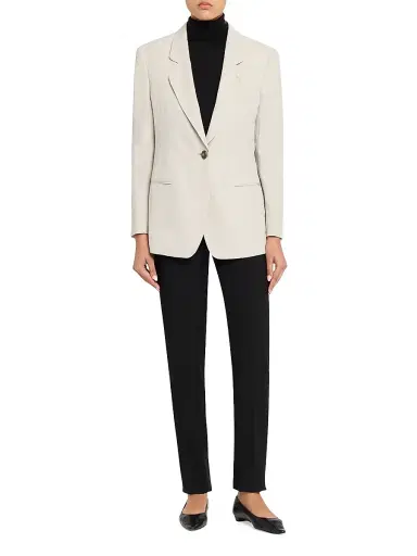 Giorgio Armani Women's Linen Single-Breasted Blazer - Solid Medium Grey - Size 14 | Thumbnail 2