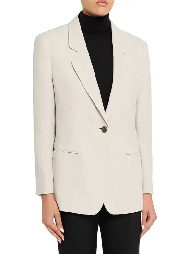 Giorgio Armani Women's Linen Single-Breasted Blazer - Solid Medium Grey - Size 14 | Thumbnail 3