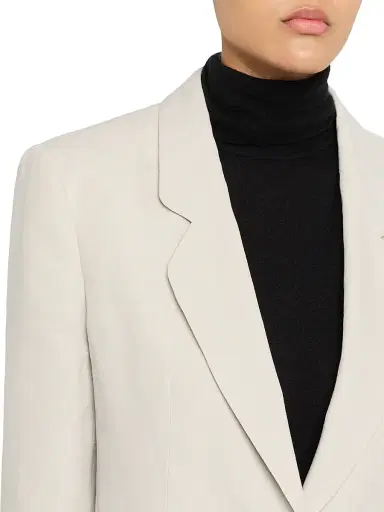 Giorgio Armani Women's Linen Single-Breasted Blazer - Solid Medium Grey - Size 14 | Thumbnail 5