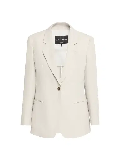 Giorgio Armani Women's Linen Single-Breasted Blazer - Solid Medium Grey - Size 14 | Thumbnail 1