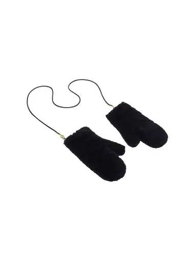 Max Mara Women's Mittens in Alpaca and Wool Teddy Fabric - Midnightblue - Size Medium | Thumbnail 2