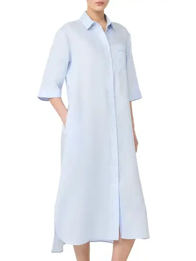 MM Max Mara Women's Washed Linen Shirt Dress - Sky Blue - Size 16 | Thumbnail 3