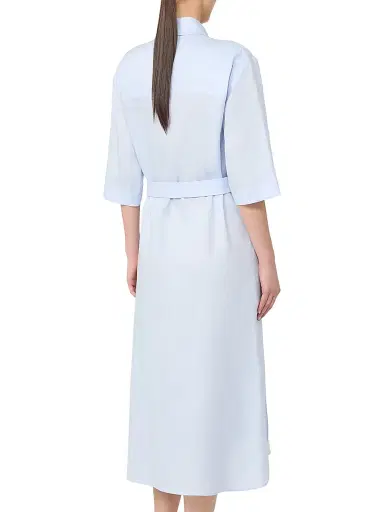 MM Max Mara Women's Washed Linen Shirt Dress - Sky Blue - Size 16 | Thumbnail 4