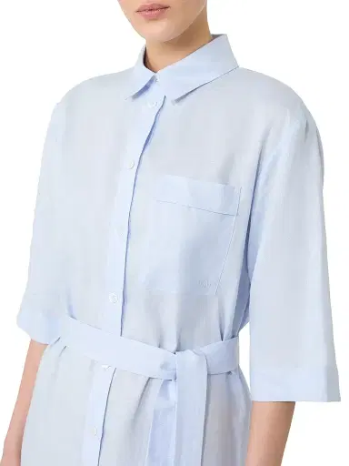 MM Max Mara Women's Washed Linen Shirt Dress - Sky Blue - Size 16 | Thumbnail 5