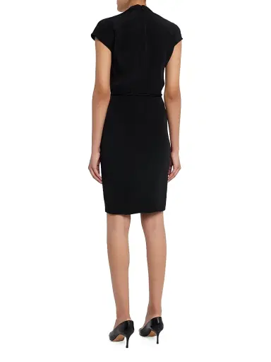 Giorgio Armani Women's Draped Belted Wrap-Style Cocktail Dress - Solid Black - Size 8 | Thumbnail 4