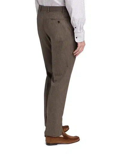 Emporio Armani Men's Flat Front Wool Trousers - Solid Medium Beige - Size 40 | Thumbnail 5