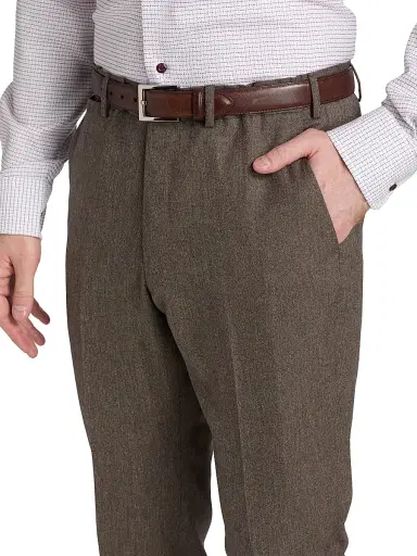 Emporio Armani Men's Flat Front Wool Trousers - Solid Medium Beige - Size 40 | Thumbnail 6