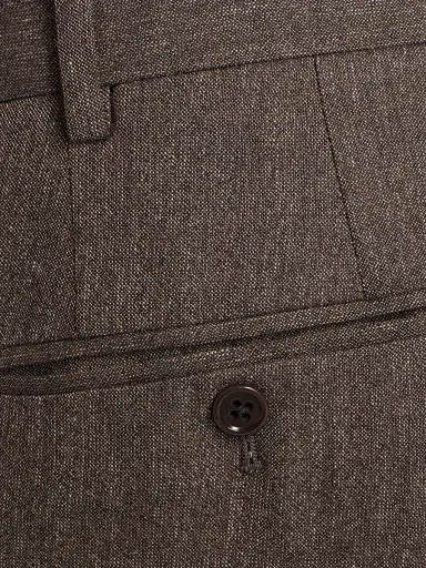 Emporio Armani Men's Flat Front Wool Trousers - Solid Medium Beige - Size 40 | Thumbnail 7