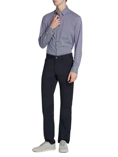 Giorgio Armani Men's Printed Cotton-Blend Jersey Shirt - Blue Depths | Thumbnail 2