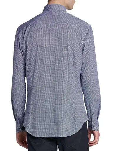 Giorgio Armani Men's Printed Cotton-Blend Jersey Shirt - Blue Depths | Thumbnail 5