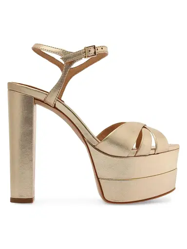 Schutz Women's Keefa 140MM Metallic Leather Platform Sandals - Platina - Size 11 | Thumbnail 1 Schutz Women's Keefa 140MM Metallic Leather Platform Sandals - Platina - Size 11 | Thumbnail 1