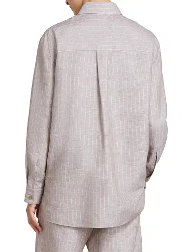 MM Max Mara Women's Mannish Linen and Cotton Shirt - Beige - Size 16 | Thumbnail 4 MM Max Mara Women's Mannish Linen and Cotton Shirt - Beige - Size 16 | Thumbnail 4