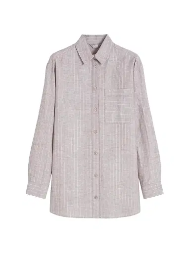 MM Max Mara Women's Mannish Linen and Cotton Shirt - Beige - Size 16 | Thumbnail 1 MM Max Mara Women's Mannish Linen and Cotton Shirt - Beige - Size 16 | Thumbnail 1