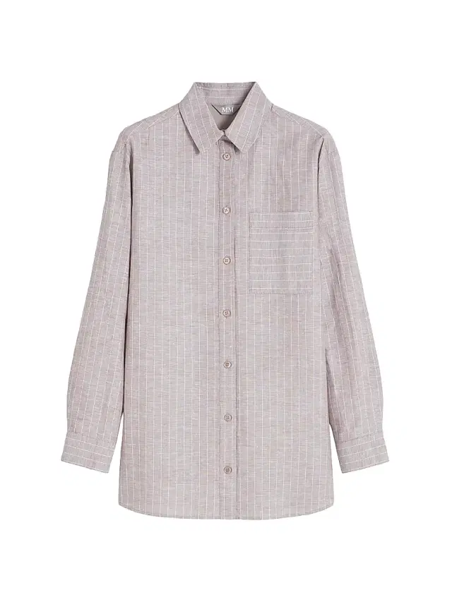 MM Max Mara Women's Mannish Linen and Cotton Shirt - Beige