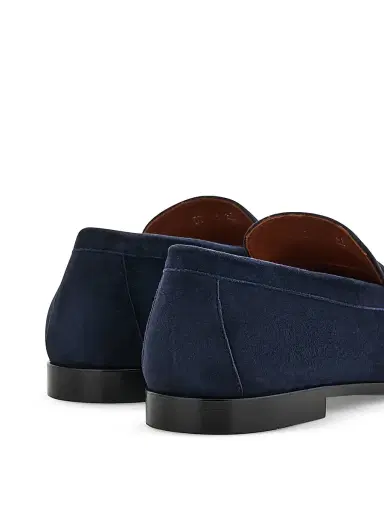 Ferragamo Men's Tiberio Suede Penny Loafers - Navy - Size 13 | Thumbnail 5
