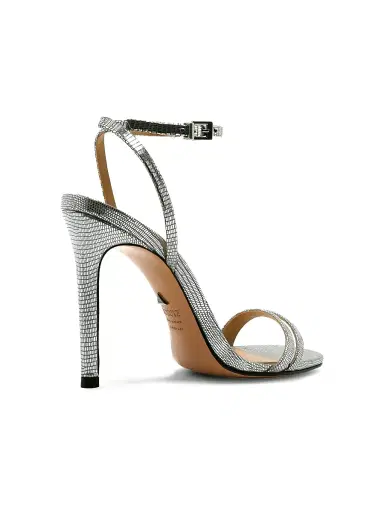 Schutz Women's Altina Metallic Embossed Leather Sandals - Prata - Size 11 | Thumbnail 3