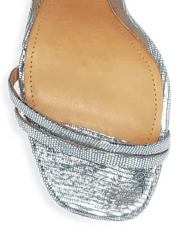 Schutz Women's Altina Metallic Embossed Leather Sandals - Prata - Size 11 | Thumbnail 4