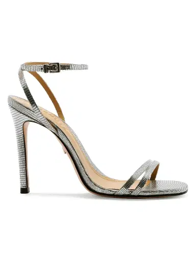 Schutz Women's Altina Metallic Embossed Leather Sandals - Prata - Size 11 | Thumbnail 1