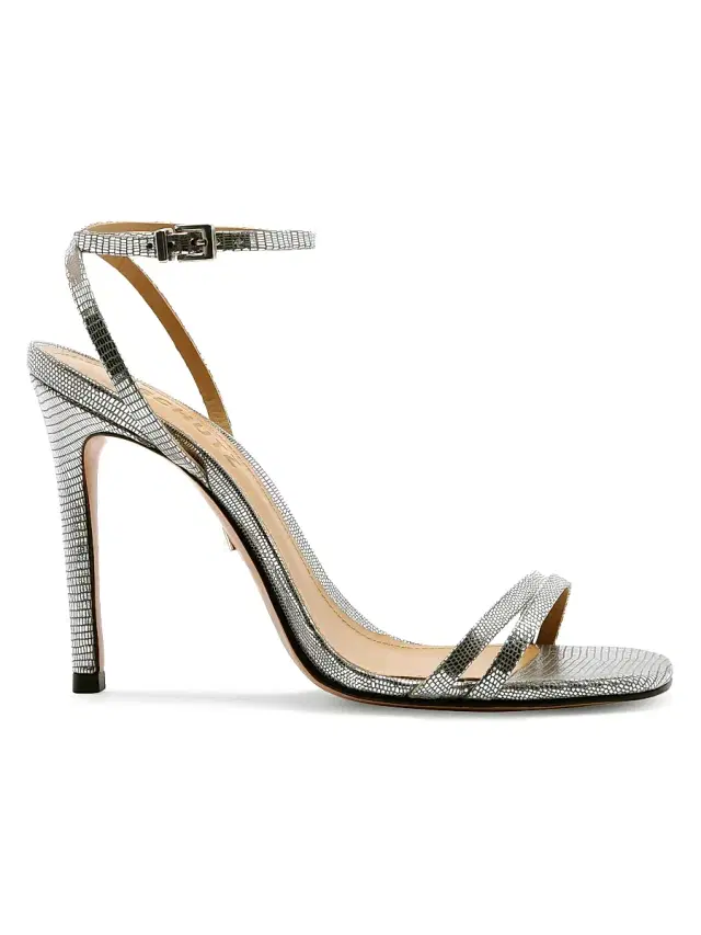 Schutz Women's Altina Metallic Embossed Leather Sandals - Prata
