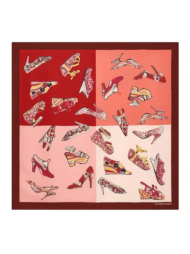FERRAGAMO Women's Printed Silk Scarf - Rose Red