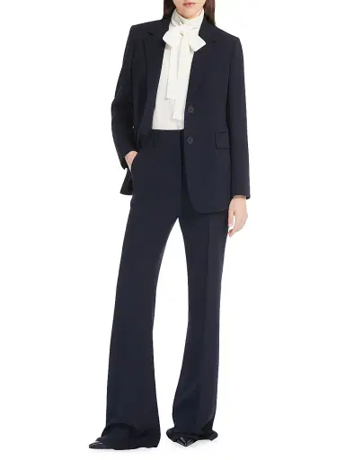Max Mara Women's Flared Cady Trousers - Navy - Size 12 | Thumbnail 5 Max Mara Women's Flared Cady Trousers - Navy - Size 12 | Thumbnail 5