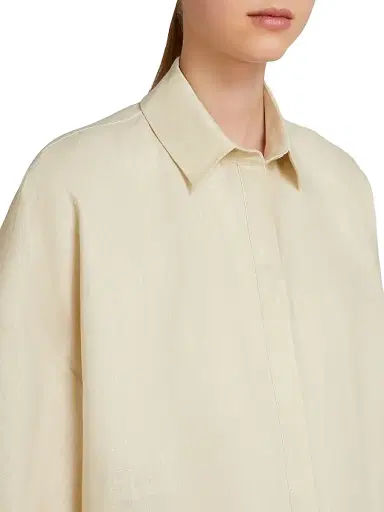 MM Max Mara Women's Linen Canvas Boxy Shirt - Milk - Size 16 | Thumbnail 4