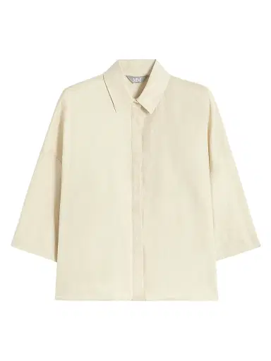 MM Max Mara Women's Linen Canvas Boxy Shirt - Milk - Size 16 | Thumbnail 1