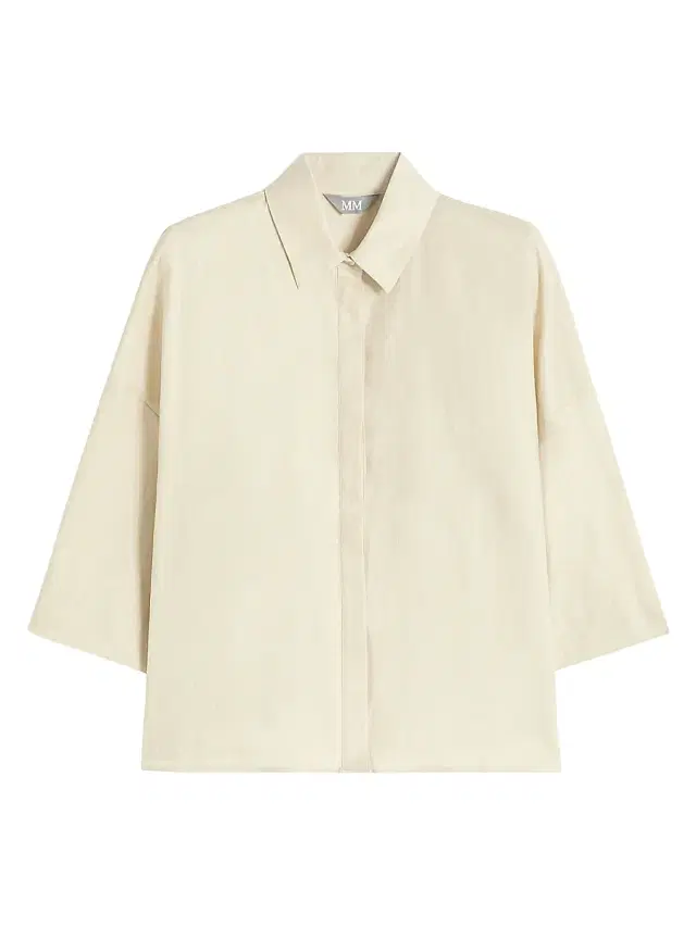 MM Max Mara Women's Linen Canvas Boxy Shirt - Milk