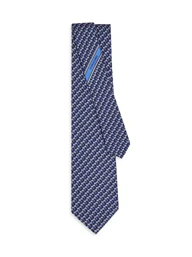Ferragamo Men's Aris Elephant-Print Silk Tie | Thumbnail 3 Ferragamo Men's Aris Elephant-Print Silk Tie | Thumbnail 3