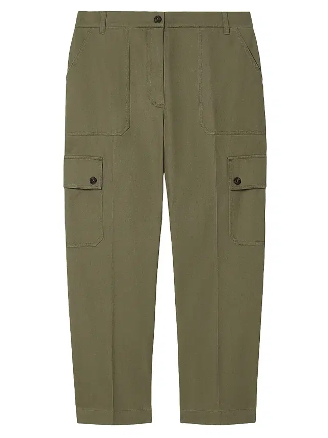 Marina Rinaldi Women's Cotton Gabardine Trousers - Olive Green