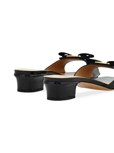 Ferragamo Women's Vanilla Patent Leather Mules - Nero Biscotto - Size 11.5 | Thumbnail 6
