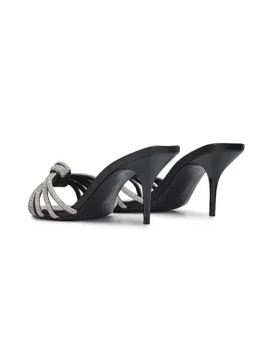 Schutz Women's Pearline 75MM Crystal-Embellished Leather Mules - Cristal Black - Size 7.5 | Thumbnail 3