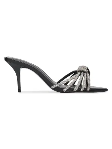 Schutz Women's Pearline 75MM Crystal-Embellished Leather Mules - Cristal Black - Size 7.5 | Thumbnail 1